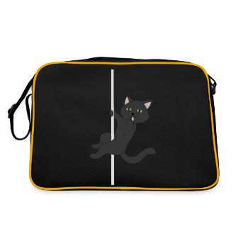 Black cat black cat pole dance meow - Retro Bag - black/gold - Back
