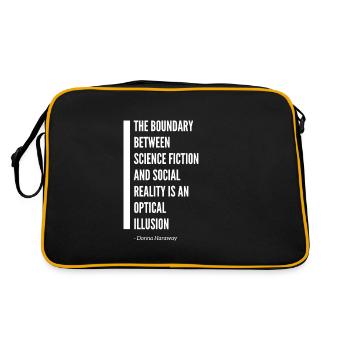 Donna Haraway cyborg zitat - Retro Tasche - Schwarz/Gold - Hinten