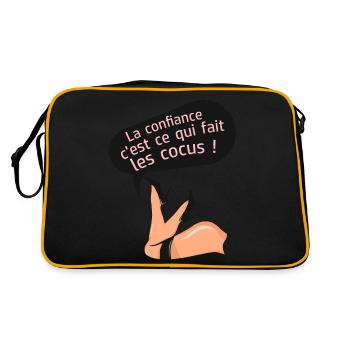 confiance cocus humour fesse cul citation couple - Sac Retro - noir/or - Dos