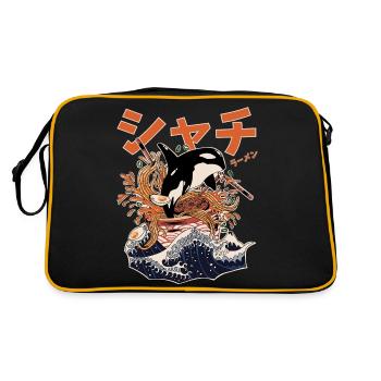 The Great Killer Whale Ramen (Japanese Text) - Retro Bag - black/gold - Back
