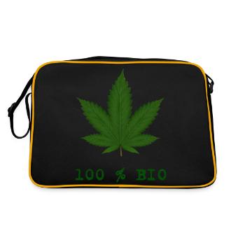 254 - Cannabis, 100 % Bio - Sac Retro - noir/or - Dos