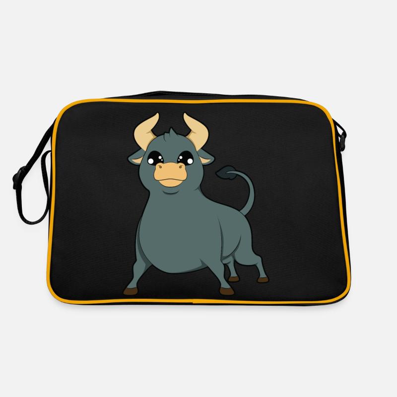 Stier Bulle - Retro Tasche - Schwarz/Gold
