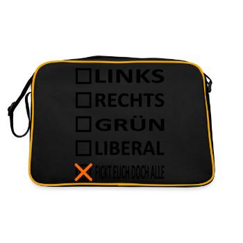 Links,Rechts,Grün,Liberal-Politik Satire Version 1 - Retro Tasche - Schwarz/Gold - Hinten