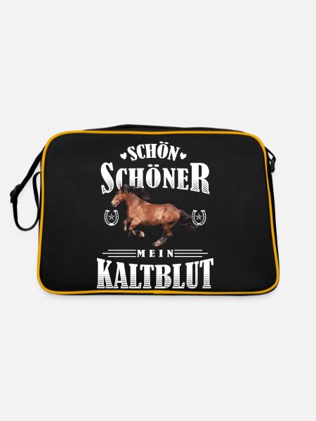 Schön Schöner Mein Kaltblut - Retro Tasche - Schwarz/Gold - Hinten