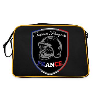 Sapeur pompier bleu blanc rouge France fanion NOIR - Sac Retro - noir/or - Dos