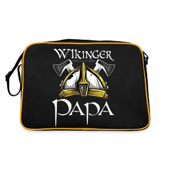 Wikinger Papa Helm Vater Dad Odin Myolnir Vikinger - Retro Tasche - Schwarz/Gold - Hinten
