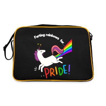 Lustiges Gay Pride Regenbogen Einhorn - Retro Tasche - Schwarz/Gold - Hinten