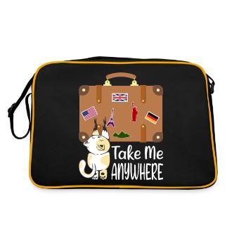 Travel Suitcase Cat Holiday Trip Emigration Summer - Retro Bag - black/gold - Back