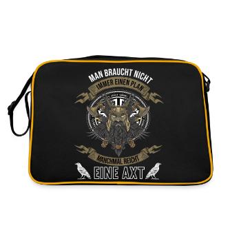 Wikinger Krieger Nordmann Axt Valhalla Nordmänner - Retro Tasche - Schwarz/Gold - Hinten