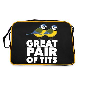 Titten lustig - Retro Tasche - Schwarz/Gold - Hinten