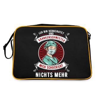 Krankenschwester Krankenpflegerin Pflegefachkraft - Retro Tasche - Schwarz/Gold - Hinten