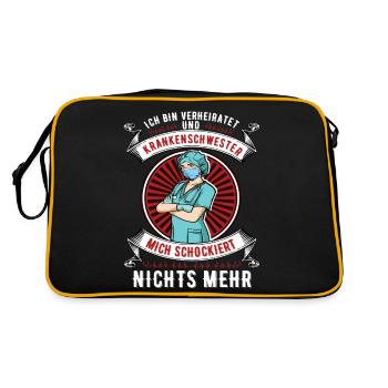 Krankenschwester Krankenpflegerin Pflegefachkraft - Retro Tasche - Schwarz/Gold - Hinten