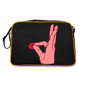 Louange Bouche Baiser Geste de la Main - Sac Retro - noir/or - Dos