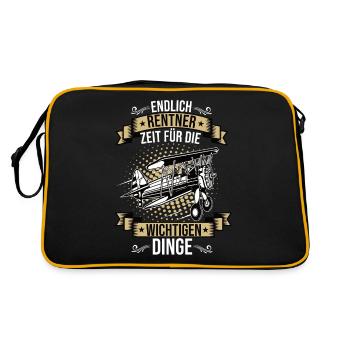 Endlich Rentner Modellflugzeug Modellflug Flug - Retro Tasche - Schwarz/Gold - Hinten