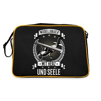Modellbauer mit Herz und Seele Modellflugzeug - Retro Tasche - Schwarz/Gold - Hinten