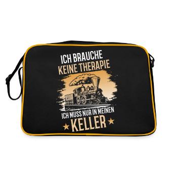 Ich Brauche keine Therapie Modellbahn Eisenbahn - Retro Tasche - Schwarz/Gold - Hinten