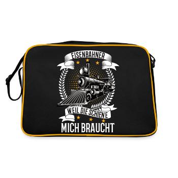 Modellbahn Eisenbahn Modelleisenbahn Modellbauer - Retro Tasche - Schwarz/Gold - Hinten