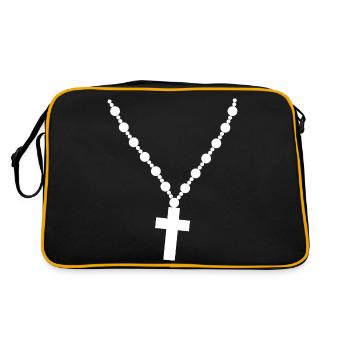 Pendant with a Christian cross, faith in god - Retro Bag - black/gold - Back