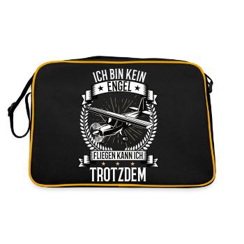 Ich bin kein Engel Modellflugzeug Flugzeug Flug - Retro Tasche - Schwarz/Gold - Hinten