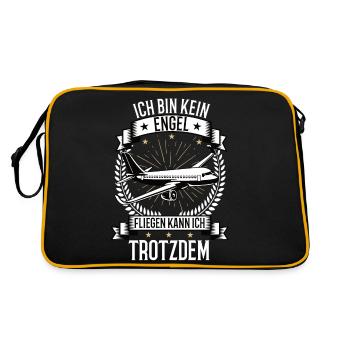 Ich bin kein Engel Flugzeug Flug Pilot Piloten - Retro Tasche - Schwarz/Gold - Hinten