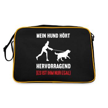 Mein Hund hört hervorragend Labrador Labbi Labbis - Retro Tasche - Schwarz/Gold - Hinten