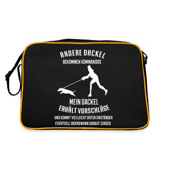 Andere Dackel Kommandos Dackel Dachshund Teckel - Retro Tasche - Schwarz/Gold - Hinten