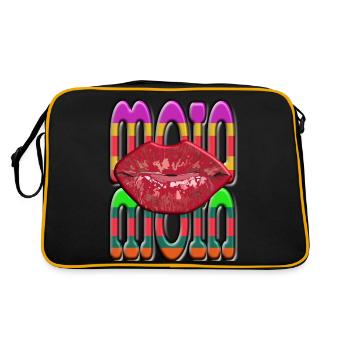Moin Moin with kissing mouth for breakfast - Retro Bag - black/gold - Back