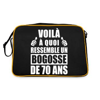 bogosse de 70 ans / humour anniversaire 70 ans - Sac Retro - noir/or - Dos