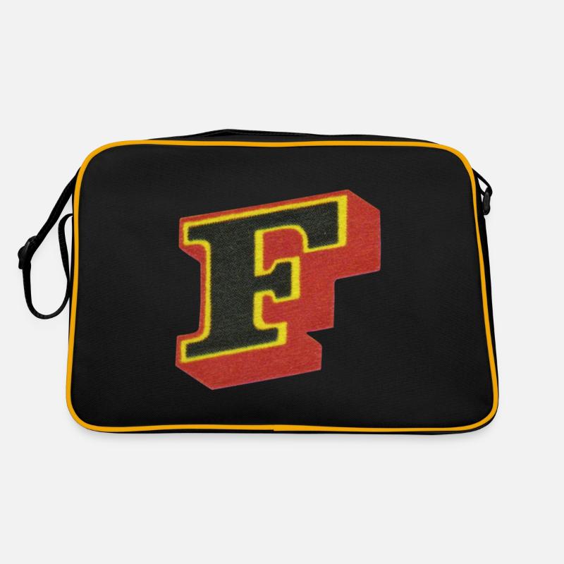 F-Buchstabe - Retro Tasche - Schwarz/Gold