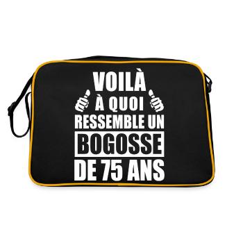 bogosse de 75 ans / humour anniversaire 75 ans - Sac Retro - noir/or - Dos