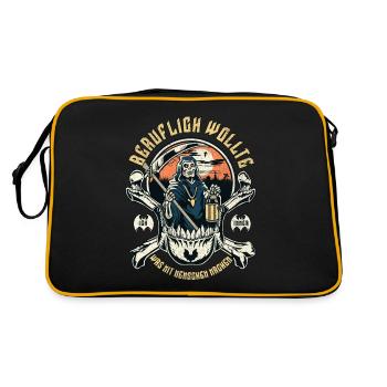 Beruflich wollte ich immer was mit Menschen machen - Retro Tasche - Schwarz/Gold - Hinten