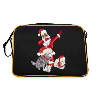 Santa Claus with two cats and a dog - Retro Bag - black/gold - Back