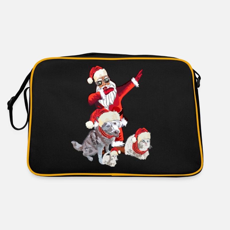 Weihnatsmann mit zwei Katzen und ein Hund Retro Tasche