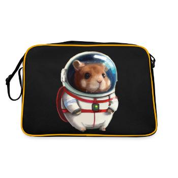 Hamster in Spacesuit Space Astronaut - Retro Bag - black/gold - Back
