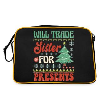 Will trade sister for presents - Retro Bag - black/gold - Back