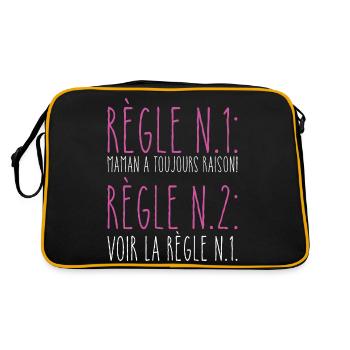 Règle Maman a toujours raison cadeau femme humour - Sac Retro - noir/or - Dos