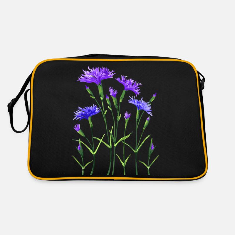 Blumen - Retro Tasche - Schwarz/Gold