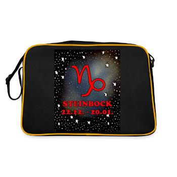 Steinbock Sternzeichen im Himmel - Retro Tasche - Schwarz/Gold - Hinten