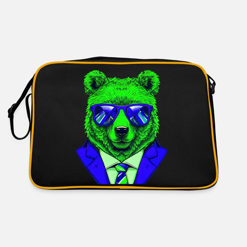 cool boss bear with sunglasses on Retro Tasche