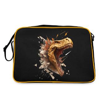aggressive dino breaking through a wall. - Retro Bag - black/gold - Back