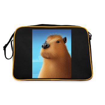 Cooles Comic-Porträt von Capybara - Retro Tasche - Schwarz/Gold - Hinten