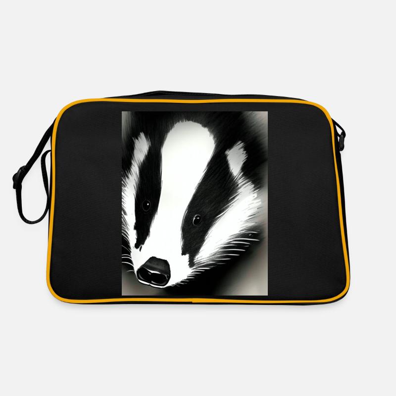Badger (in german Dachs) cool portrait drawing Retro Bag