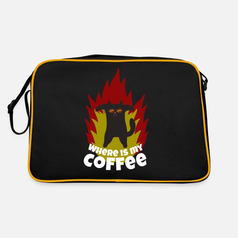 Kaffe Katze Morgenmuffel Kaffeebohne Feuer Retro Tasche