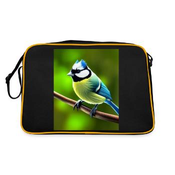 Cool Comic Portrait d’une mésange bleue dans la forêt - Sac Retro - noir/or - Dos