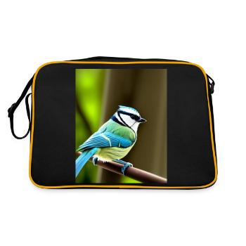 Cool Comic Portrait d’une mésange bleue dans la forêt - Sac Retro - noir/or - Dos