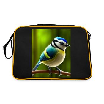 Cool Comic Portrait d’un oiseau de mésange bleue - Sac Retro - noir/or - Dos
