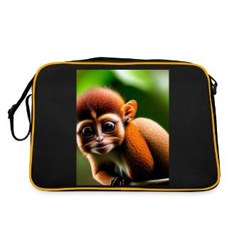 cool funny cute tarsier (Tarsiidae) forest comi - Retro Bag - black/gold - Back