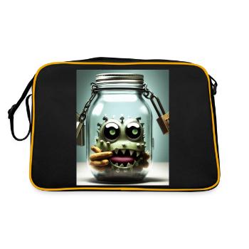 cute little monster in a jar Halloween horror funn - Retro Bag - black/gold - Back