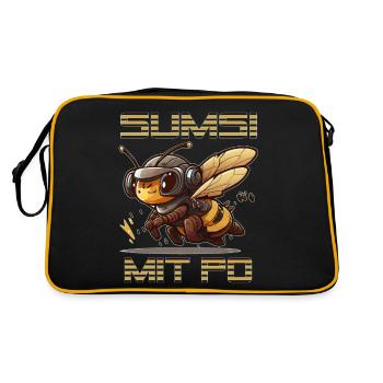 Sumsi mit Po - Optimismus - rasende Biene - Retro Tasche - Schwarz/Gold - Hinten