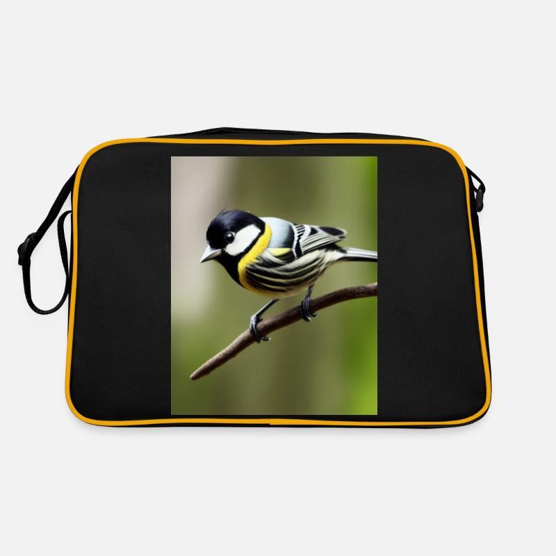 Cooles Comic Portrait einer Kohlmeise Retro Tasche